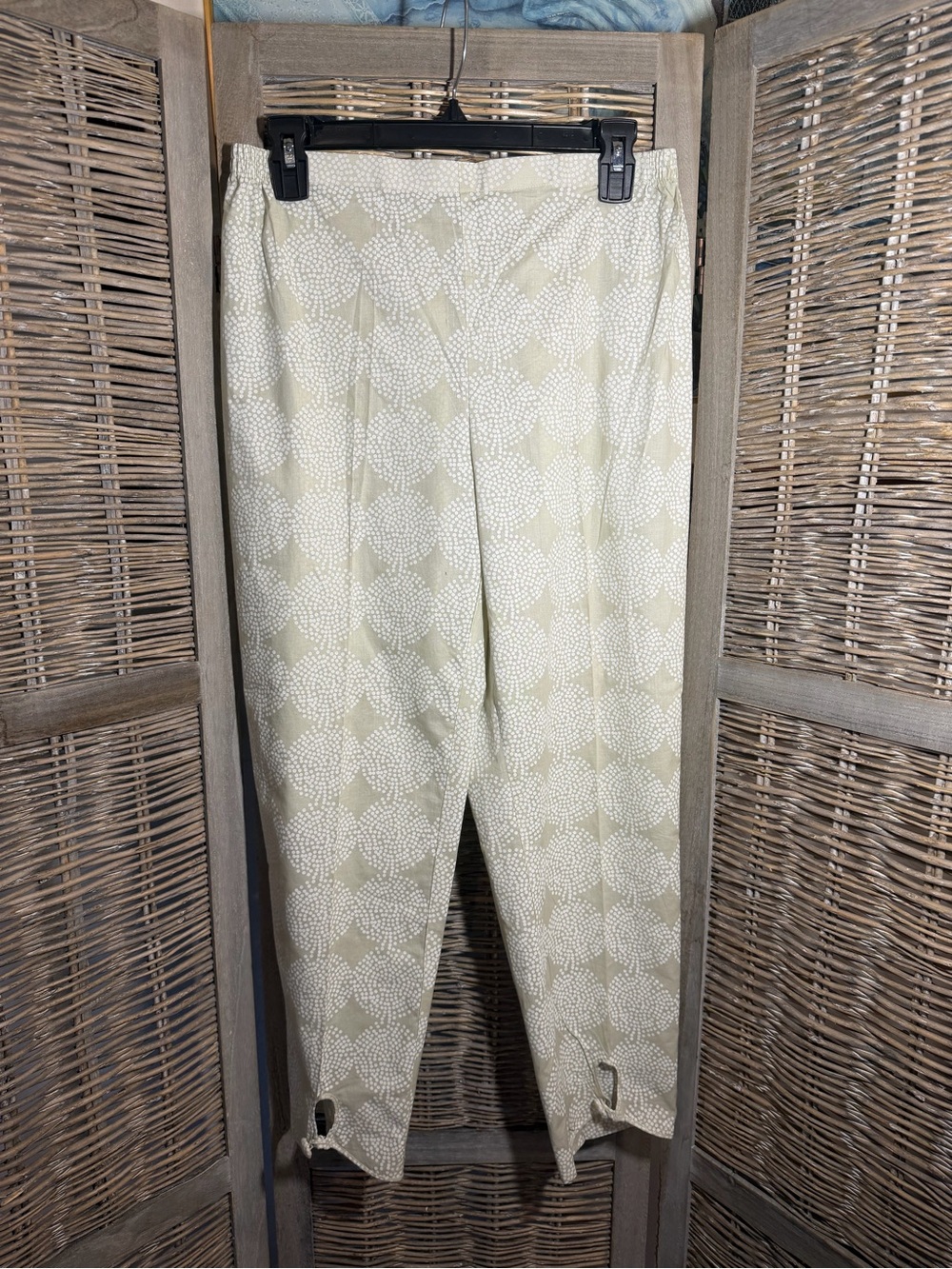 Tan Dotted Pattern 100% Cotton Pull-On Pants with Front Ankle Buttons - size 6